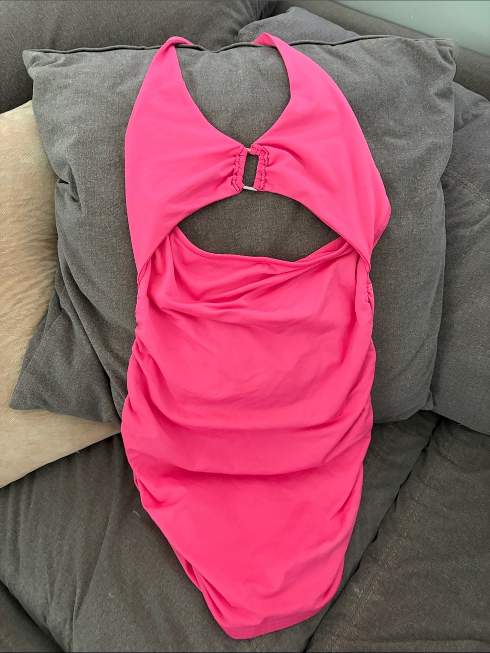 Women's Mini Dress with Halter Cutout in Hot Pink